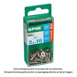 Spax 4197000350161 Tornillo Madera Cabeza Plana Inox A2 3,5x16mm Caja 25 Unidades