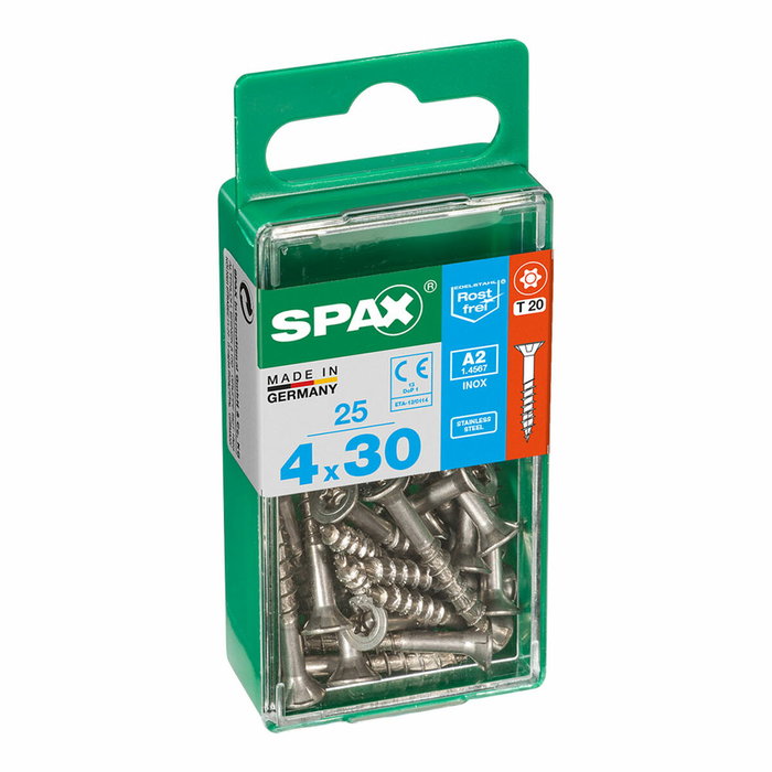 Spax Tornillo para Madera Inox A2 Cabeza Plana 4,0x30mm (25 unidades) inevitable Spax Tornillo para Madera Inox A2 Cabeza Plana 4,0x30mm (25 unidades) inevitable