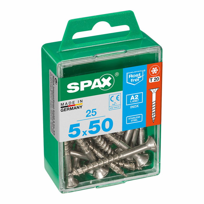 Spax Tornillo para madera acero inoxidable cabeza plana 5,0x50mm (25 unidades) Spax Tornillo para madera acero inoxidable cabeza plana 5,0x50mm (25 unidades)