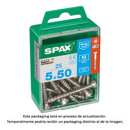 Spax 4197000500502 Tornillo para Madera Cabeza Plana Inox A2 5.0x50mm Caja 25 Unidades
