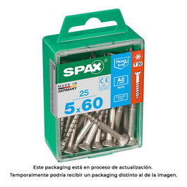 Spax 4197000500602 Tornillo para Madera Cabeza Plana Inox A2 5,0x60mm Caja 25 Unidades