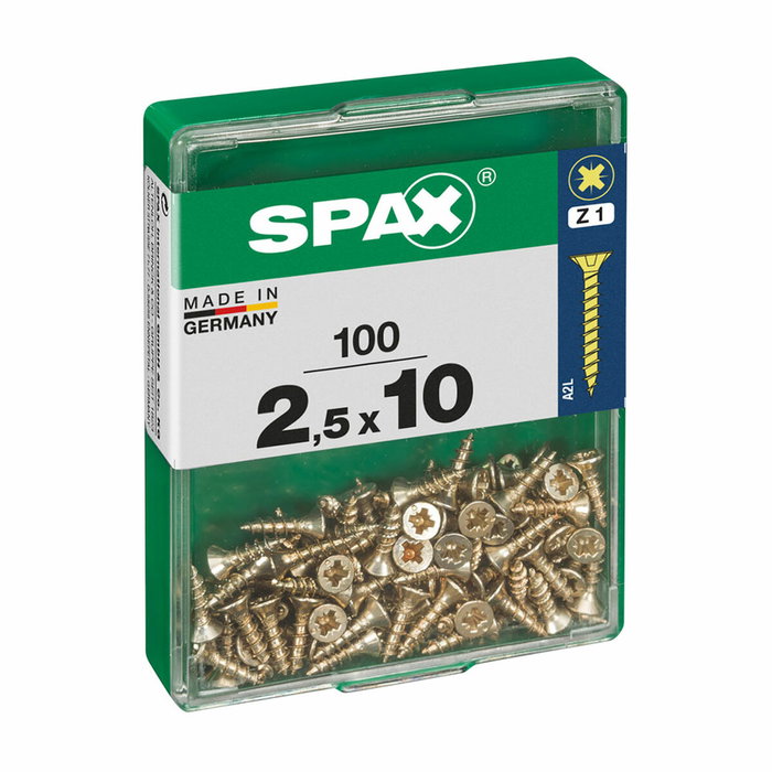 Spax Tornillo para Madera Cabeza Plana Yellox 2,5x10mm (100 unidades)带来 Spax Tornillo para Madera Cabeza Plana Yellox 2,5x10mm (100 unidades)带来