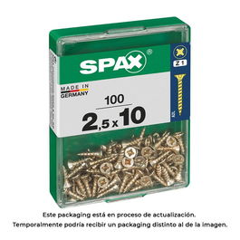 Spax 4081020250102 Tornillo para Madera Cabeza Plana Yellox Acero 100 Unidades 2,5x10mm