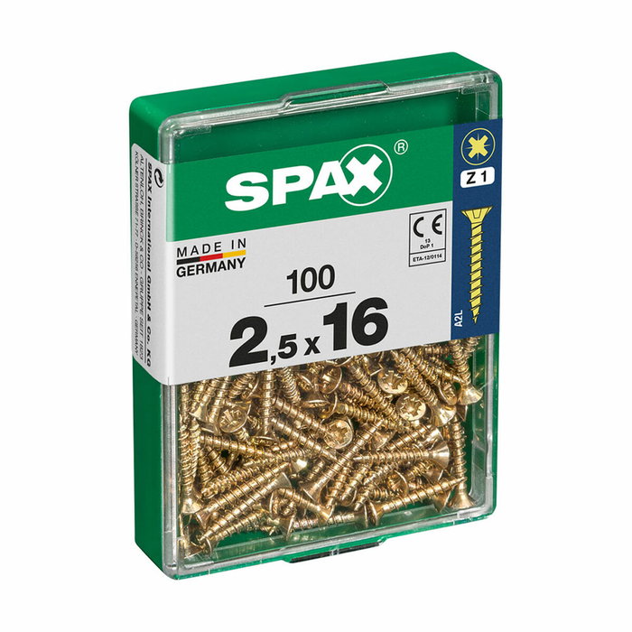 Spax Tornillo para madera cabeza plana Yellox 2,5x16mm (100 unidades) lifestyle_sku:S7913851 Spax Tornillo para madera cabeza plana Yellox 2,5x16mm (100 unidades) lifestyle_sku:S7913851