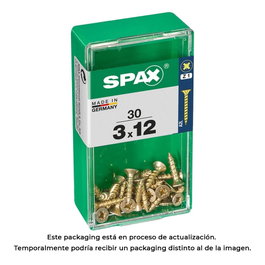 Spax Tornillo madera cabeza plana Yellox 4081020300121 3,0 x 12 mm 30 Unidades