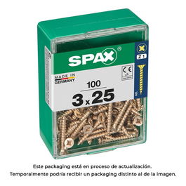 Spax 4081020300252 Tornillo Madera Cabeza Plana Yellox 3,0x25mm Caja 100 Unid. Acero