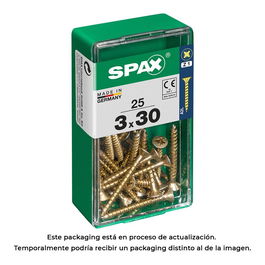Spax Tornillo Madera Cabeza Plana Yellox 3.0x30mm Acero 25 Unidades 4081020300301