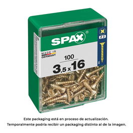 Spax 4081020350162 Tornillo Madera Cabeza Plana Yellox 100 Unidades 3,5x16mm