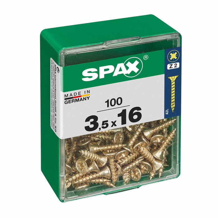 Spax Tornillo para madera cabeza plana yellox 3,5x16mm, 100 unidades