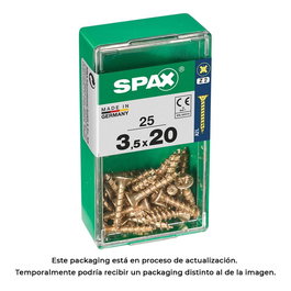 Spax 4081020350201 Tornillo Madera Cabeza Plana Yellox 3,5x20mm Caja 25 Unidades Acero