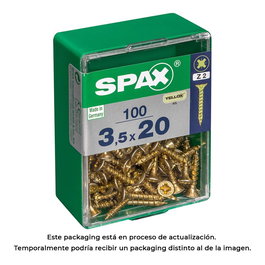 Spax Tornillo Madera Cabeza Plana Yellox Acero 3.5x20mm Caja 100 Unid. 4081020350202