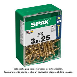 Spax 4081020350252 Tornillo Madera Cabeza Plana Yellox 3,5x25mm Caja 100 Unidades Acero