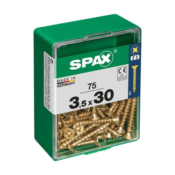 Spax Tornillo para Madera Cabeza Plana Yellox 3,5x30mm (75 unidades) SKU: 4081020350302