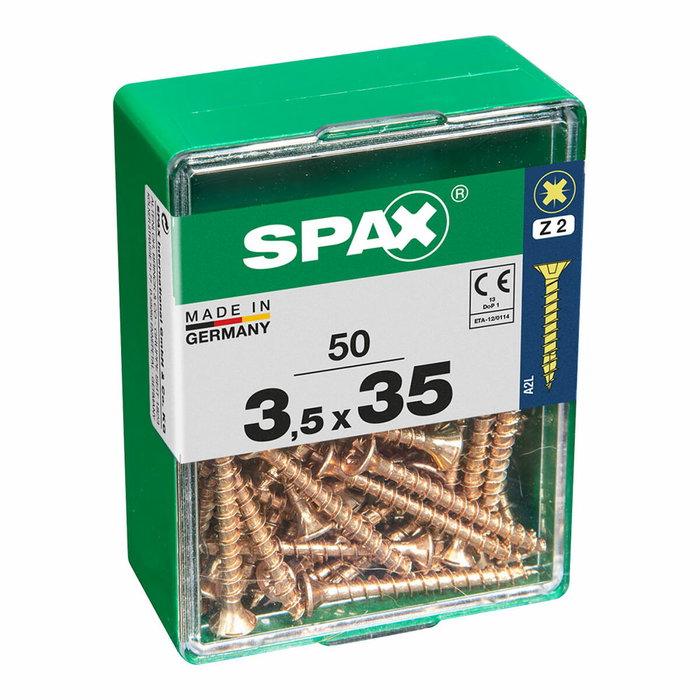 Spax Tornillo para madera cabeza plana yellox 3,5x35mm (50 unidades) sun-sku: S7913876 Spax Tornillo para madera cabeza plana yellox 3,5x35mm (50 unidades) sun-sku: S7913876