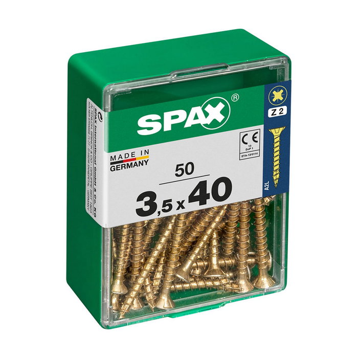 Spax Tornillo para Madera Cabeza Plana Yellox 3,5x40mm (50 unidades)身- 4081020350402 Spax Tornillo para Madera Cabeza Plana Yellox 3,5x40mm (50 unidades)身- 4081020350402