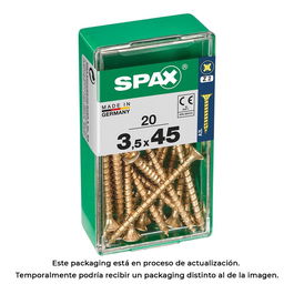 Spax Tornillo Madera Cabeza Plana Yellox Acero Caja 20 Unidades 3,5x45mm 4081020350451