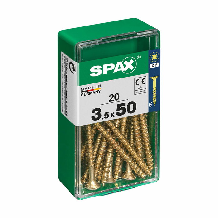 Spax Tornillo para Madera Cabeza Plana Yellox 3,5x50mm (20 unidades) inevitable