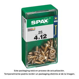 Spax 4081020400121 Tornillo Madera Cabeza Plana Yellox 4,0x12mm Caja 25 Unidades