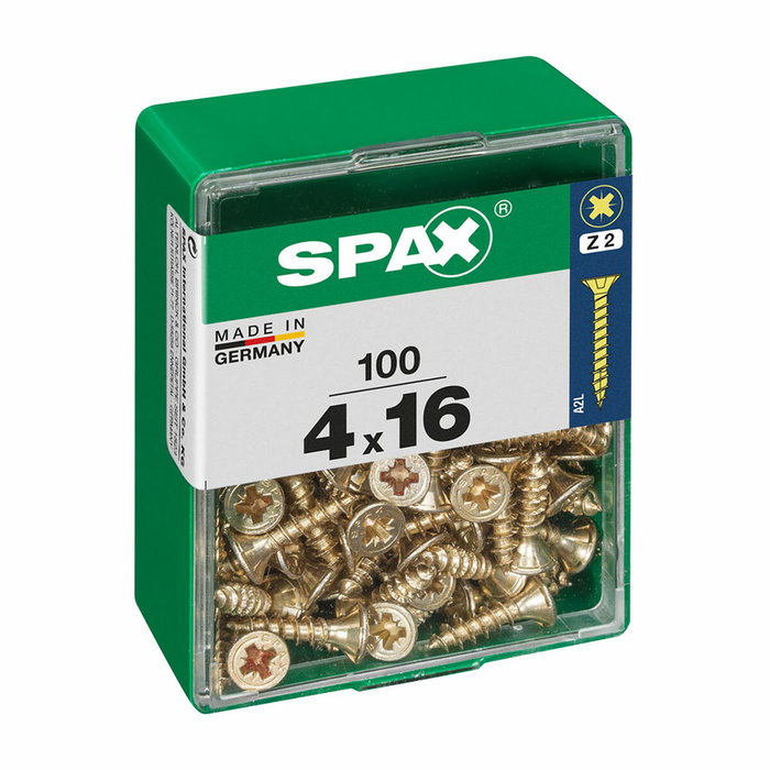 Spax Tornillo para Madera 4,0x16mm Cabeza Plana Yellox (100 unidades) Spax Tornillo para Madera 4,0x16mm Cabeza Plana Yellox (100 unidades)