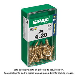 Spax 4081020400201 Tornillo Madera Cabeza Plana Yellox 4,0x20mm Caja 20 Unidades Acero