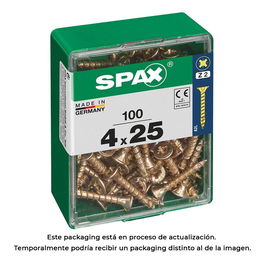 Spax Tornillo Madera Cabeza Plana Yellox 4,0x25mm 100 Unidades Referencia 4081020400252