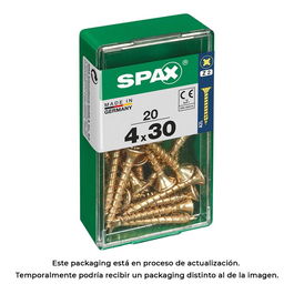 Spax Tornillo Madera Cabeza Plana Yellox 4,0x30mm Caja 20 Unidades Ref. 4081020400301