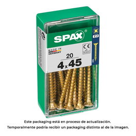 Spax 4081020400451 Tornillo Madera Cabeza Plana Yellox 4.0x45mm Caja 20 Unidades