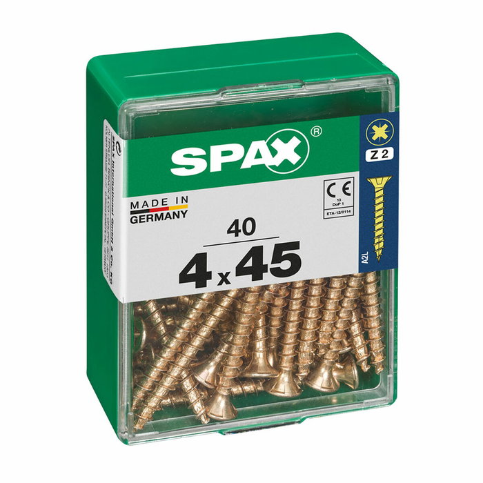 Spax Tornillo para madera Yellox Cabeza Plana 4,0x45mm (40 unidades)