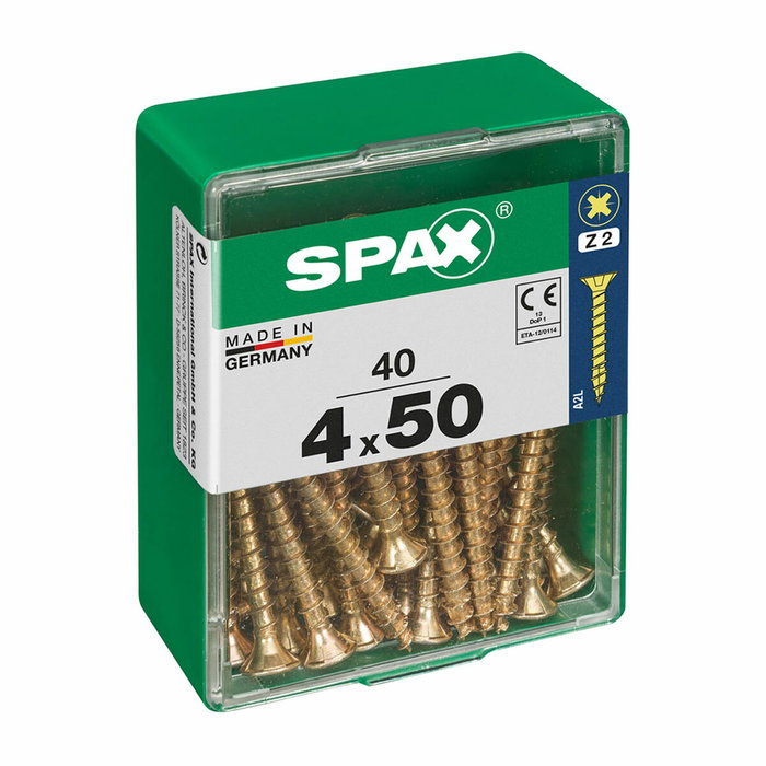 Spax Tornillo para madera Yellox cabeza plana 4,0x50mm, 40 unidades