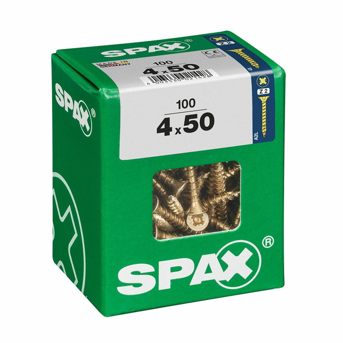 Spax Tornillo para Madera Cabeza Plana Yellox 4,0x50mm (100 unidades)