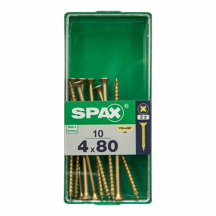 Spax Tornillo para madera 4,0x80mm cabeza plana yellox (10 unidades)