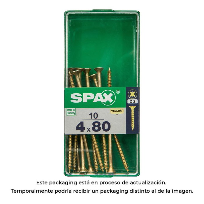 Spax Tornillo Madera Cabeza Plana Yellox 4.0x80mm Caja 10 Unid. 4081020400801 Spax Tornillo Madera Cabeza Plana Yellox 4.0x80mm Caja 10 Unid. 4081020400801