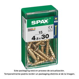 Spax 4081020450301 Tornillo para Madera Cabeza Plana Yellox 4,5x30mm Rosca Completa Caja 15 Unidades