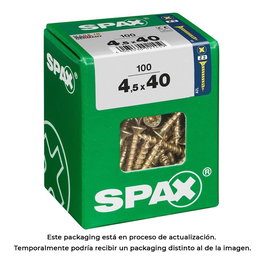 Spax Tornillo Madera Cabeza Plana Yellox 4,5x40mm Caja 100 Unid. 4081020450407