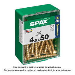 Spax 4081020450502 Tornillo para Madera Cabeza Plana Yellox 4,5x50mm Caja 30 Unidades Acero