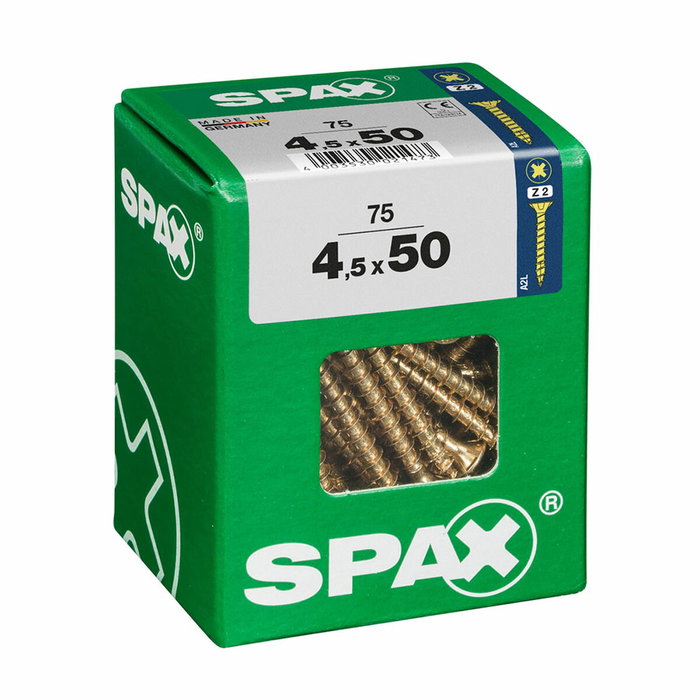Spax Tornillo para Madera Yellox Cabeza Plana 4,5x50mm (75 unidades) inevitablemente