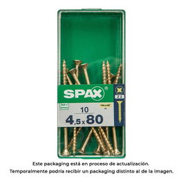 Spax Tornillo Madera Cabeza Plana Yellox 4.5x80mm Caja 10 Unidades 4081020450801