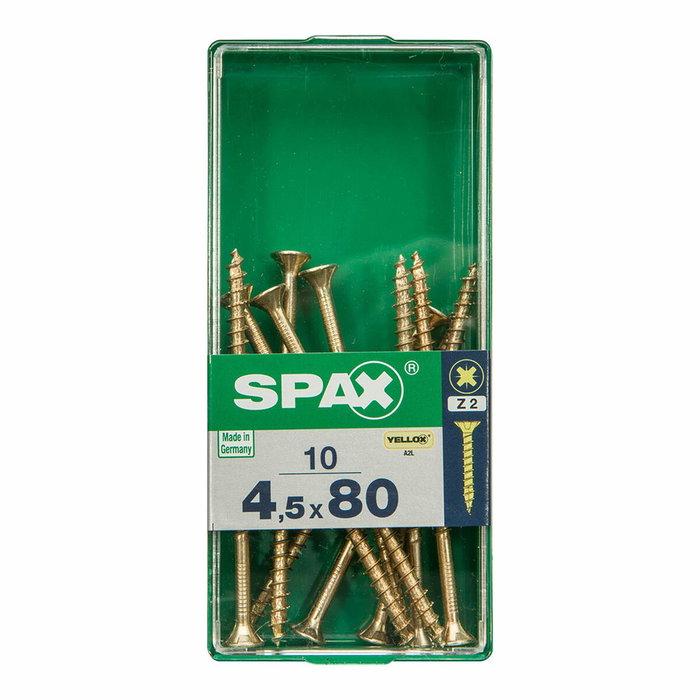 Spax Tornillo para madera cabeza plana yellox 4,5x80mm (10 unidades)