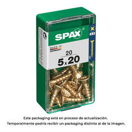 Spax 4081020500201 Tornillo para Madera Cabeza Plana Yellox 5,0x20mm Acero Caja 20 Unid.