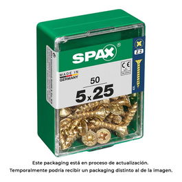Spax Tornillo Madera Yellox 4081020500252 - 50 uds. 5,0x25mm - Cabeza Plana - Acero