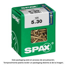 Spax Tornillo Madera Cabeza Plana Yellox 4081020500307 5,0x30mm Caja 125 Unidades Acero