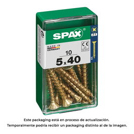Spax 4081020500401 Tornillo Madera Cabeza Plana Yellox 5,0x40mm Rosca Completa Ranura Cruz Z2 4cut Caja 10 Unidades