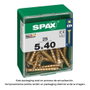 Spax 4081020500402 Tornillo para Madera Yellox Cabeza Plana 5,0x40mm Caja 25 Unidades