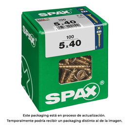 Spax Tornillo Madera Yellox 4081020500407 Cabeza Plana 5.0x40mm Caja 100 Uds. Acero