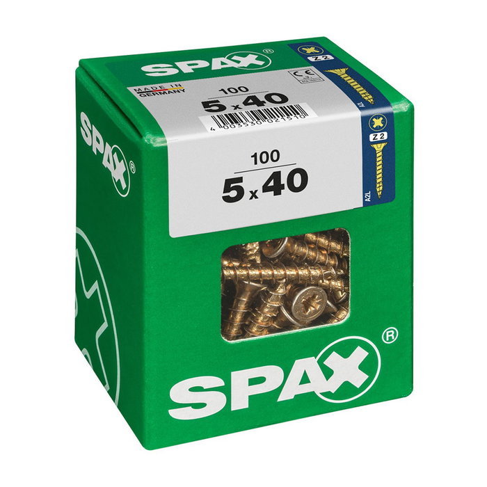 Spax Tornillo Madera Cabeza Plana Yellox 5,0x40mm (100 uds.)