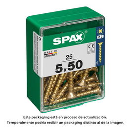 Spax Tornillo Madera Yellox 4081020500502 Cabeza Plana 5,0x50mm Caja 25 Unidades