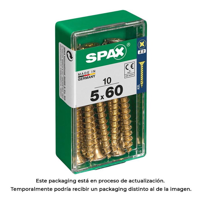 Spax Tornillo Madera Caja 10 uds. Cab. Plana Yellox 5,0x60mm 4081020500601 Spax Tornillo Madera Caja 10 uds. Cab. Plana Yellox 5,0x60mm 4081020500601