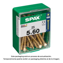 Spax Tornillo Madera Cabeza Plana Yellox 5,0x60mm Caja 25 uds Acero 4081020500602