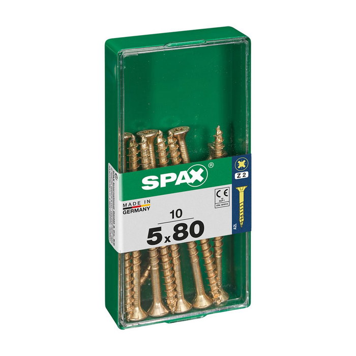 Spax Tornillo para Madera Universal 5,0x80mm Cabeza Plana Yellox, 10 uds. fed. 4081020500802 Spax Tornillo para Madera Universal 5,0x80mm Cabeza Plana Yellox, 10 uds. fed. 4081020500802