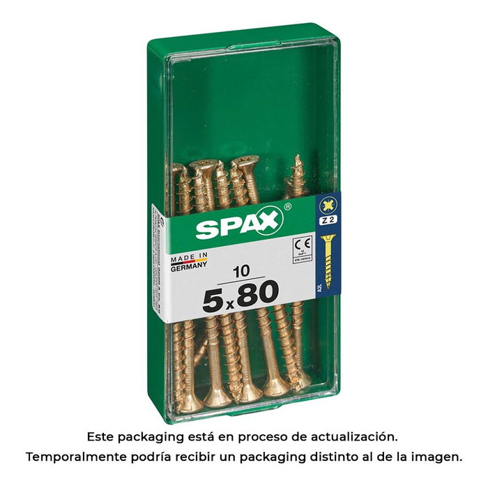 Spax Tornillo Madera Yellox 4081020500802 - Caja 10 uds. 5.0x80mm Plana Cabeza Spax Tornillo Madera Yellox 4081020500802 - Caja 10 uds. 5.0x80mm Plana Cabeza